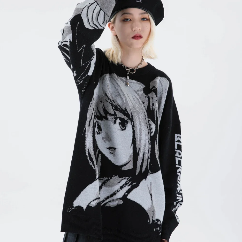 Long Sleeve Goth Clothes for Woman Misa Amane Gothic Sweater Harajuku  Kawaii Japanese Winter Clothes Women Jerseys Mujer