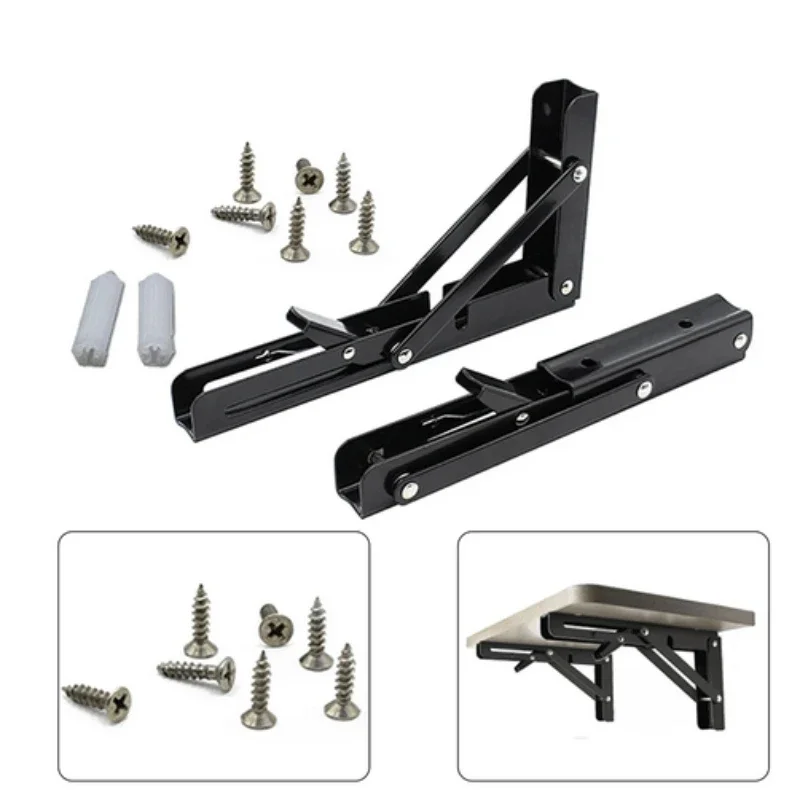 4/8/10/12inch Heavy Duty Metal Folding Shelf Bracketes Collapsible Wall Mounted L-Table Hinges For Bench Table Hardwares Parts