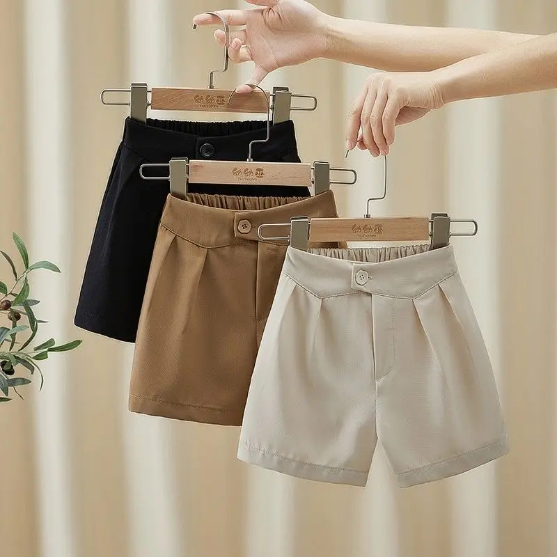 Kids Girls Casual Suit Pants 2022 New Arrival Summer Thin Shorts Beige Coffee Black Suit Shorts Teenage Girls Outwear Shorts