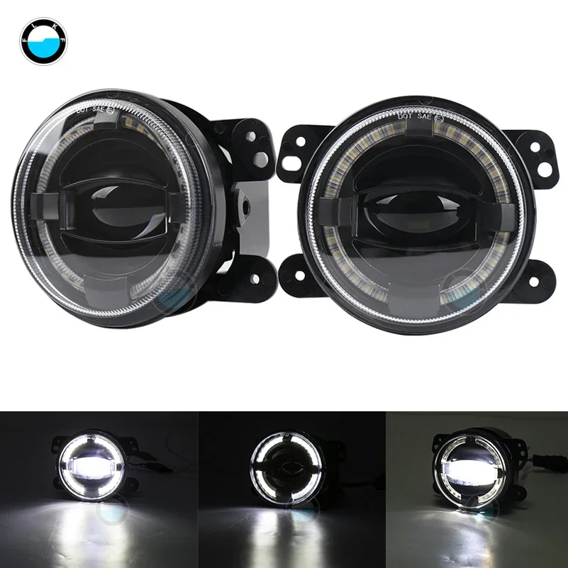 

For Jeep Wrangler Dodge Chrysler Cherokee 2pcs 30w Chip led 4 inch White Round fog lights lens Projector DRL Off Road Fog Lamps.