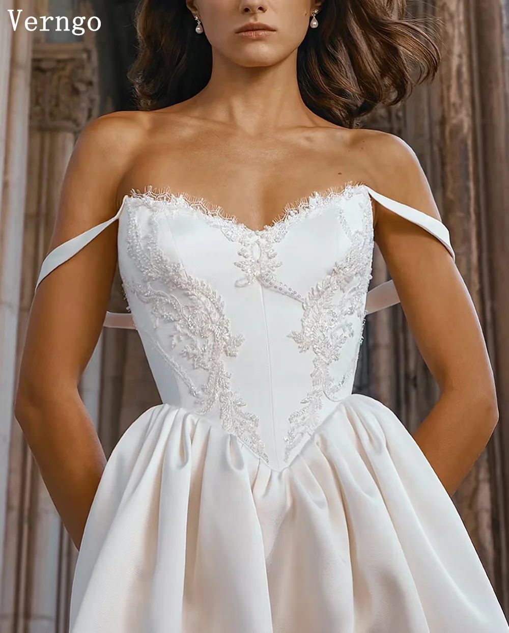 Verngo-Robe de Mariée en Dentelle Romantique, Ligne A, Taille Basque, pour Patients Royaux, Personnalisée