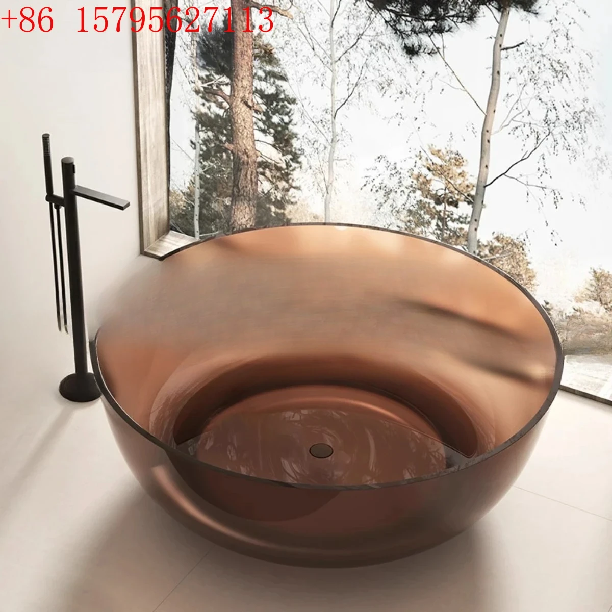 Resin transparent round bathtub color integrated freestanding hotel double bathtub53