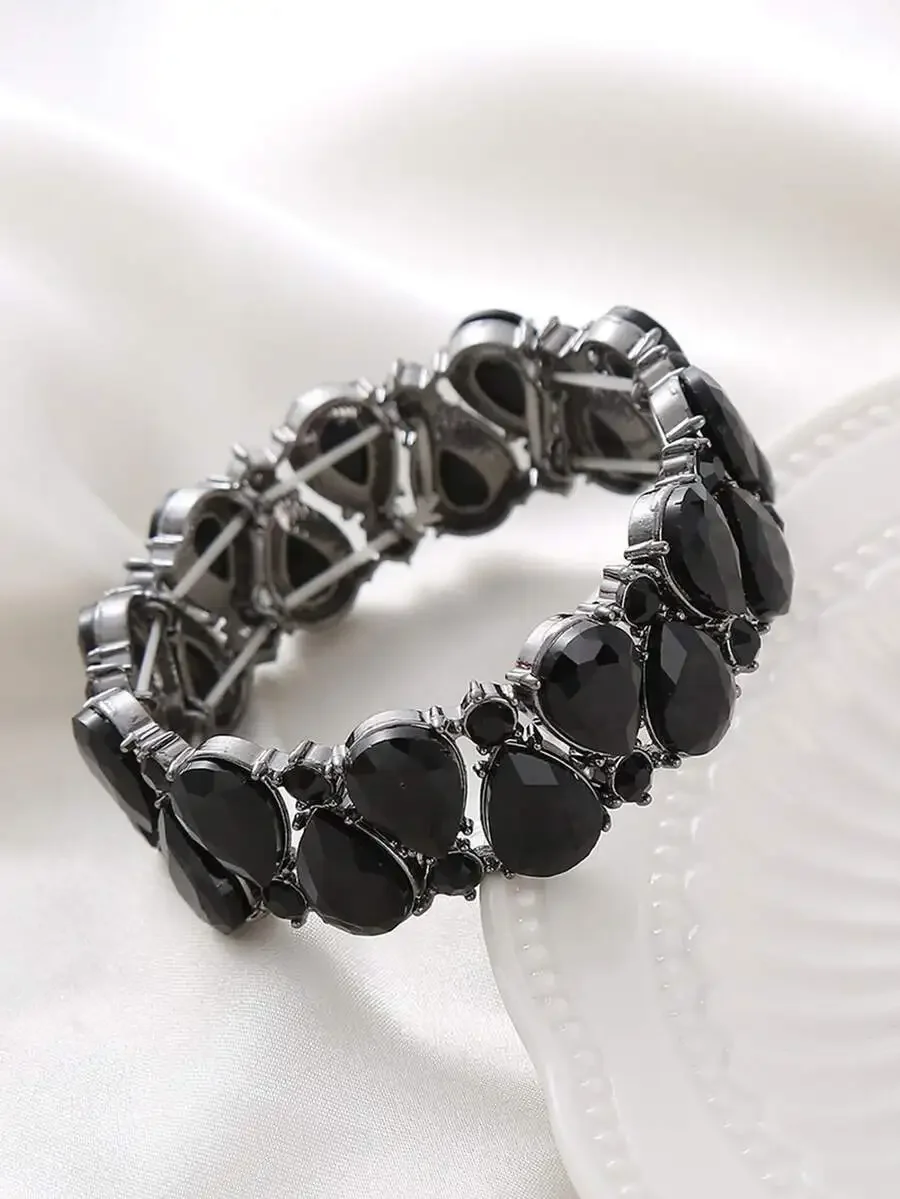 

Elegant Alloy Black Stone Elastic Bracelet For Women Wedding Banquet Gift