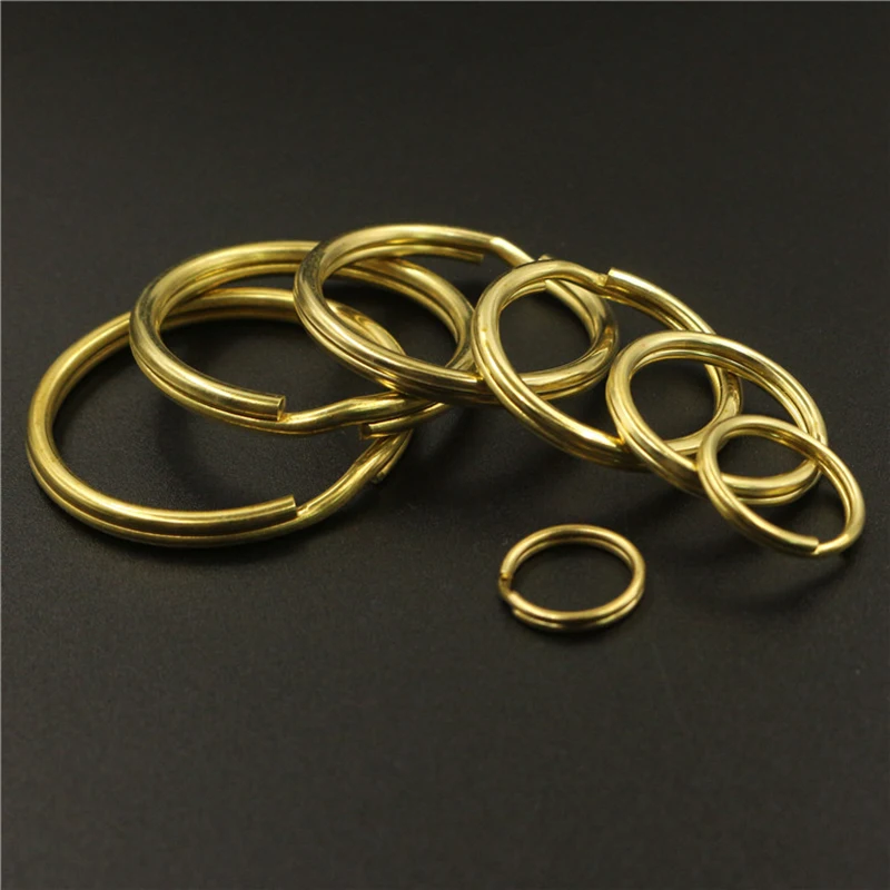 Solid Brass Split Rings Double Loop Keyring 10-35mm Keychain Keys Holder DIY Leather Craft hardware