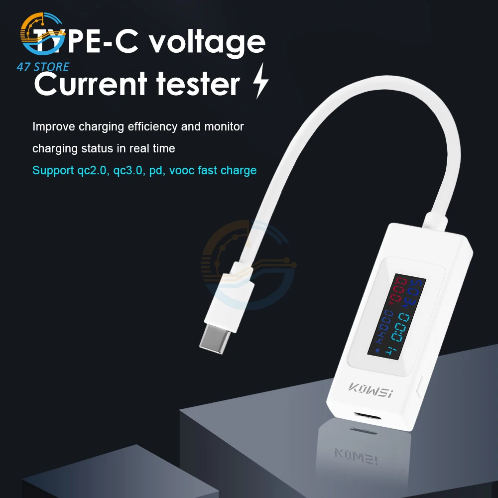 4-30V Type-c Tester Color Screen Digital LCD Display Current and Voltage Tester Charger Power Bank Tester Bidirectional Tester