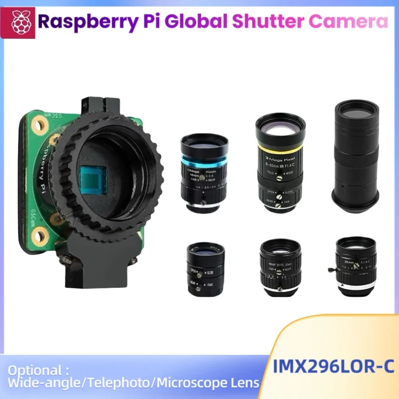 

Raspberry Pi Original Global Shutter Camera Module 1.6MP Supports C/CS Mount Lenses - High-Speed Freeze Action & Zero Distortio