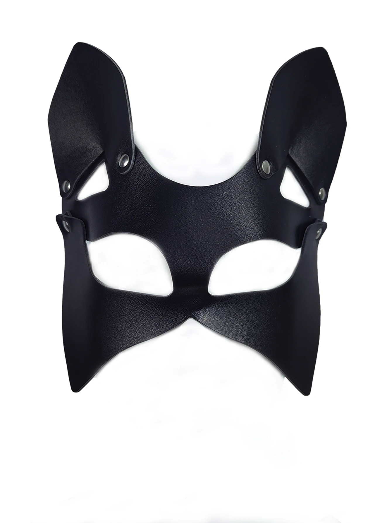 Maschera da donna sexy in pelle PU con orecchie di gatto, fetish, festa di Halloween, trucco, palla, maschera regolabile per occhi fantasia