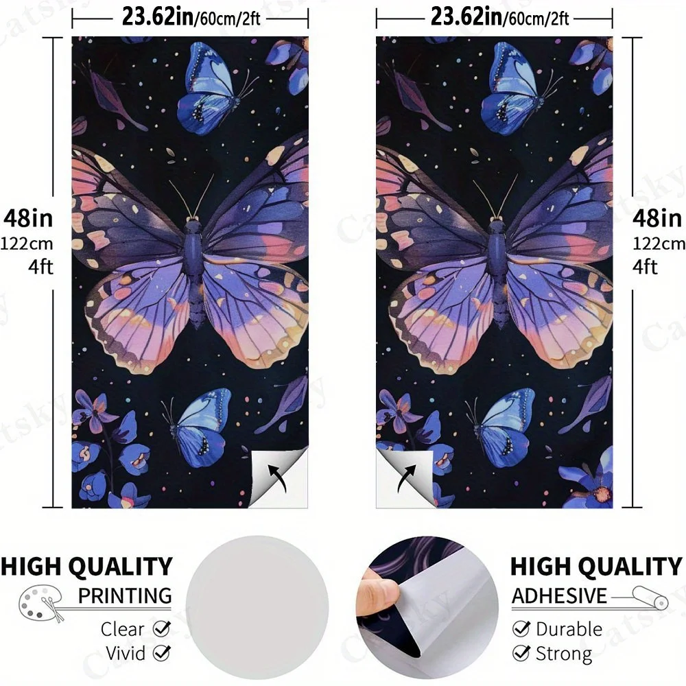 Butterfly and Flower Pattern,Watercolor Insect Art,Elegant Botanical Decor,High Value! 2D Flat Vinyl Sandboard Stickers - Bubble