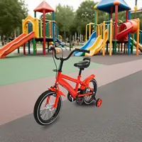 Children's Bicycle 14 Inch with Training Wheel Scarbon Steel Children's Bike Height Adjustable for Kids 3-7 Years Old (Red)