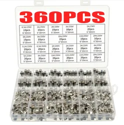 360pcs 5*20,6*30mm Glass Tube Fuse Combination Fast Melting Glass Tube Fuse Combination Kit Fast Melting Glass Fuse