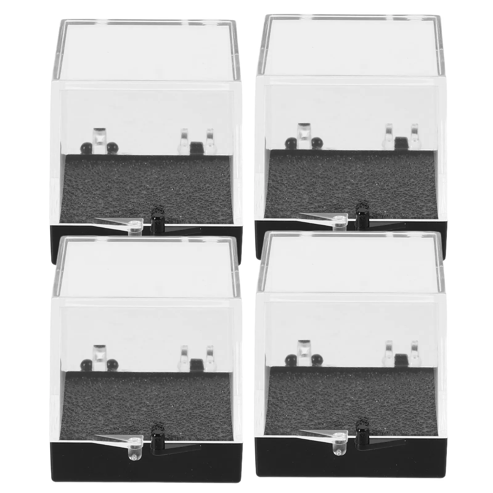 

4Pcs Mineral Display Box Square Transparent Crystal Multifunctional Storage Organizer for Jewelry Shell Gemstones