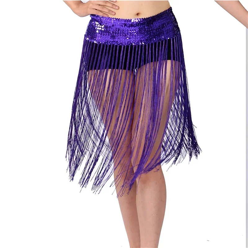 Adult Glitter Sequins Belly Dance Hip Scarf Party Carnival Stage Performance Rave Belt Waist Chain Wrap Mini Skirt Indain Costum