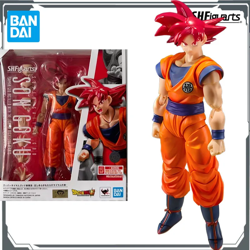 

BANDAI Original S.H.Figuarts Super Saiyan God Son Goku Dragon Ball аниме фигурка в сборе модель игрушки модель подарки для мальчиков