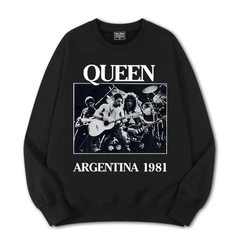 European and American Heavy Metal Rock Band Queen Band Printed Hoodie Autumn and Winter Unisex Hip-hop Cool Sports Shirt