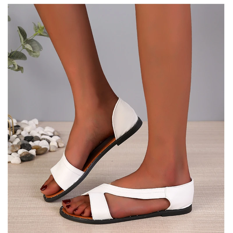 2023 New Women Flat Sandals Summer Outdoor Open Toe Casual Rome Sandals Comfortable Beach Ladies Sandals Sandalias Mujer Size 43