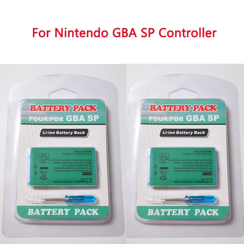 

2pcs 850mAh Rechargeable Li-ion Battery Pack for Nintendo GBA SP GameBoy Advance with screwdriver console Controller Replacement