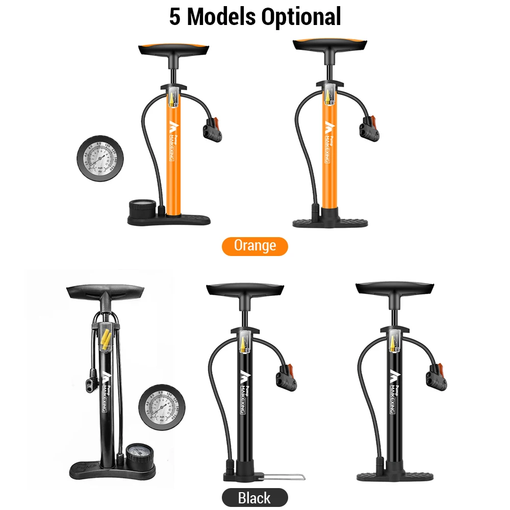 Bike Pump with Gauge Multi-functional Portable Inflator for Bicycle and Cars 160PSI with High-Pressure Gauge and Nozzle Air Pump