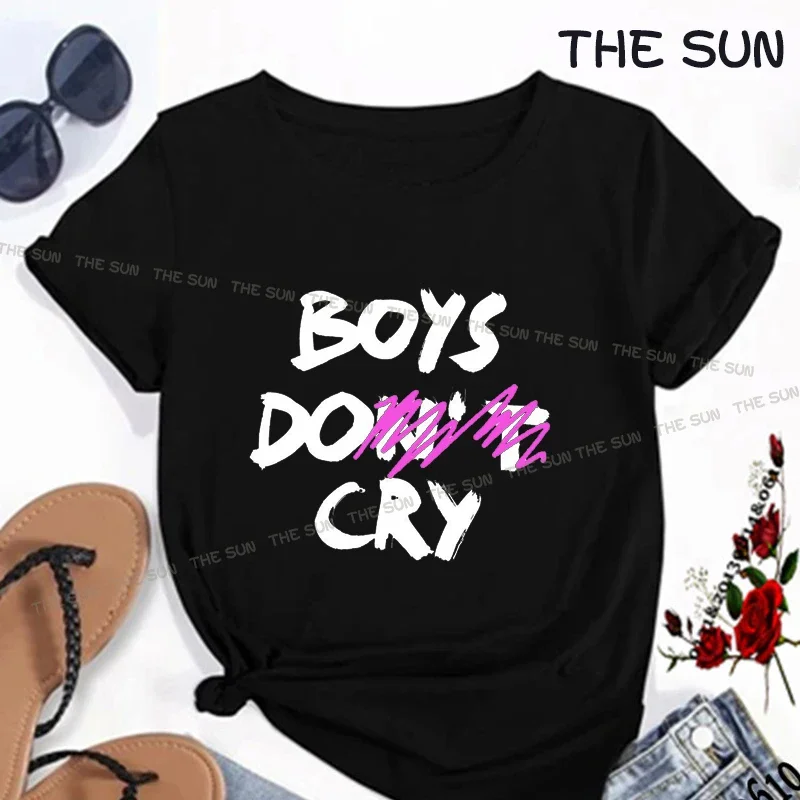 

BOYS DON'T CRY Cotton Printing Shirt Casual Street Fashion Short Sleeve Clothing Streetwear Men's Hip Hop