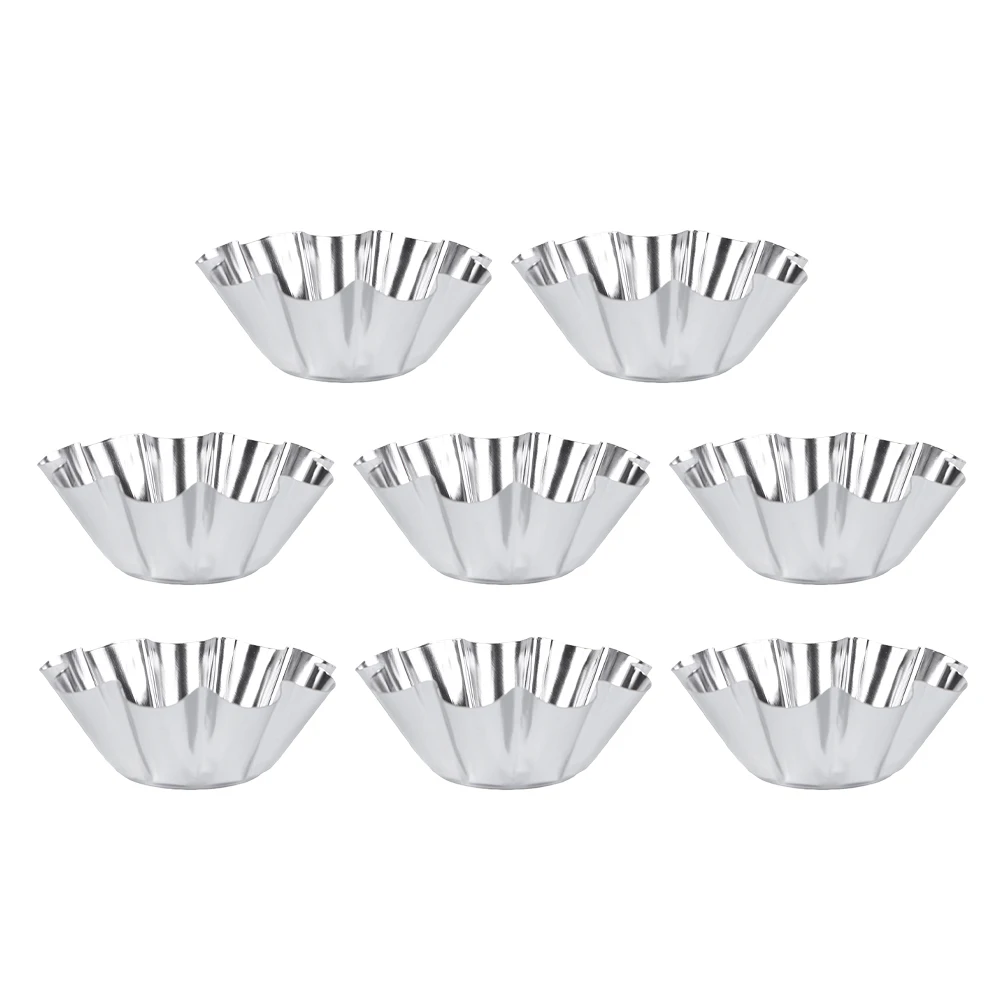 

8pcs Molds Cake Tart Mold Flower Shaped Stainless Steel Egg Tart Molds Flower Shape Baking Pans Reusable Nonstick Mini Cups