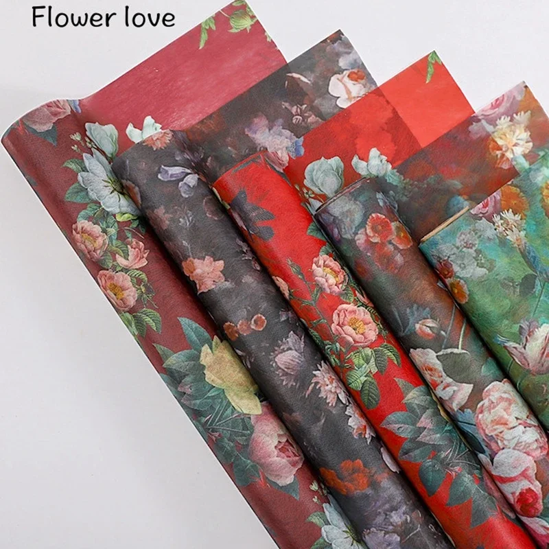 

48.5cm 5Yard Vintage Rose Oil Painting Non-woven Large Flower Wrapping Paper Waterproof Bag Flower Lining Flower Paper Material