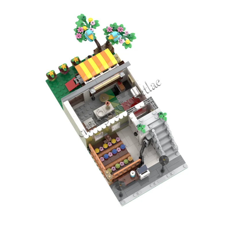 Heißer 1122 PCS MOC Stadt Straße Ansichten Modulare Cocktail Bar Modell Baustein Architektur Display Spielzeug Für Kinder Geburtstag Geschenke
