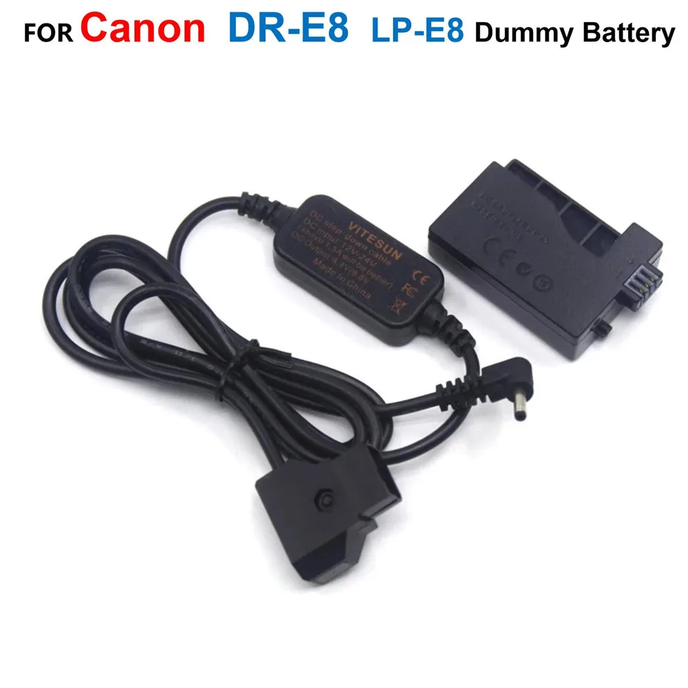 DR-E8 DC Coupler LP-E8 Fake Battery+D-TAP Dtap 12-24V Step-Down Cable ACK-E8 For Canon EOS T4i T5i 550D 600D 650D 700D Kiss X