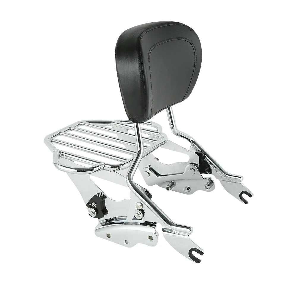 

STLF Detachable for Harley Touring Street Glide Road King 09-19 FLHXSE3 Chrome Steel Metal & Synthetic Sissy Bar Passenger Bac