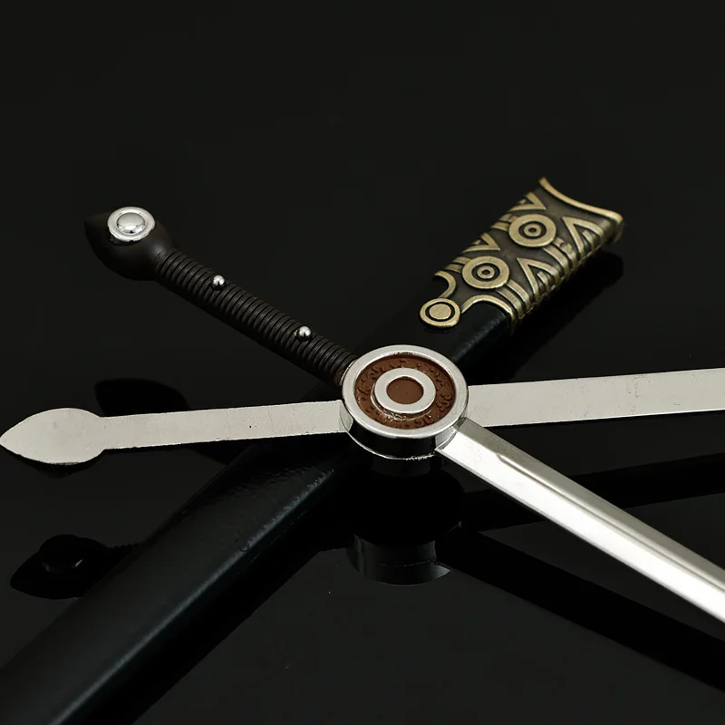 22 سنتيمتر سبعة السيف فيلم والتلفزيون الطرفية مو لانج الشمس والقمر المزدوج السيوف الأسلحة نموذج مع غمد الحرفية حلية الصبي لعبة هدية