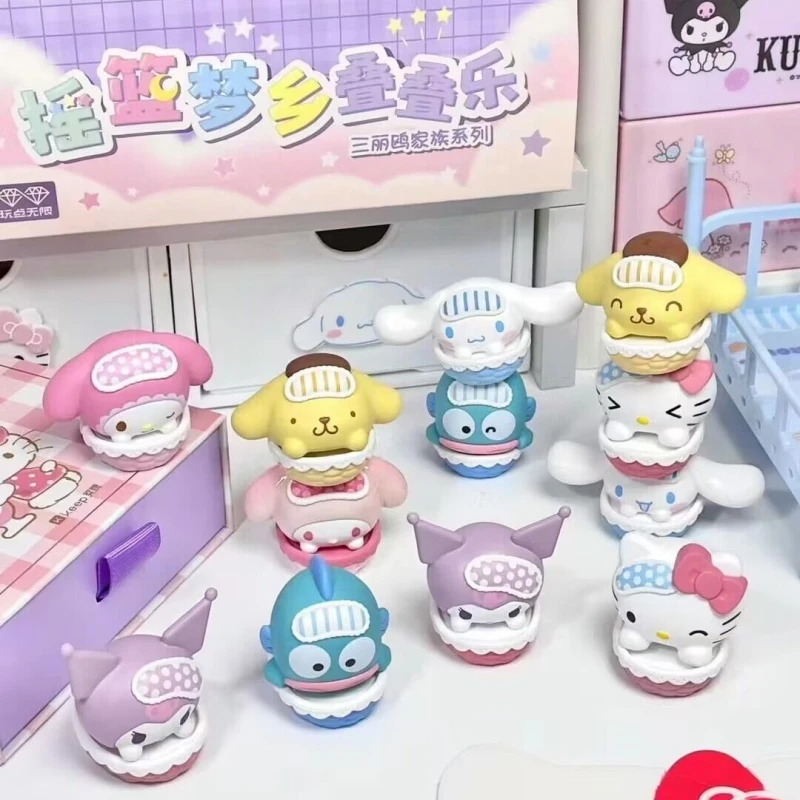 Neue Miniso Sanrio Familie Wiege Traum Serie Hallo Kitty Blind Box Ornament Cartoon Nette Sammlung Diy Dekoration Mädchen Geschenk Spielzeug