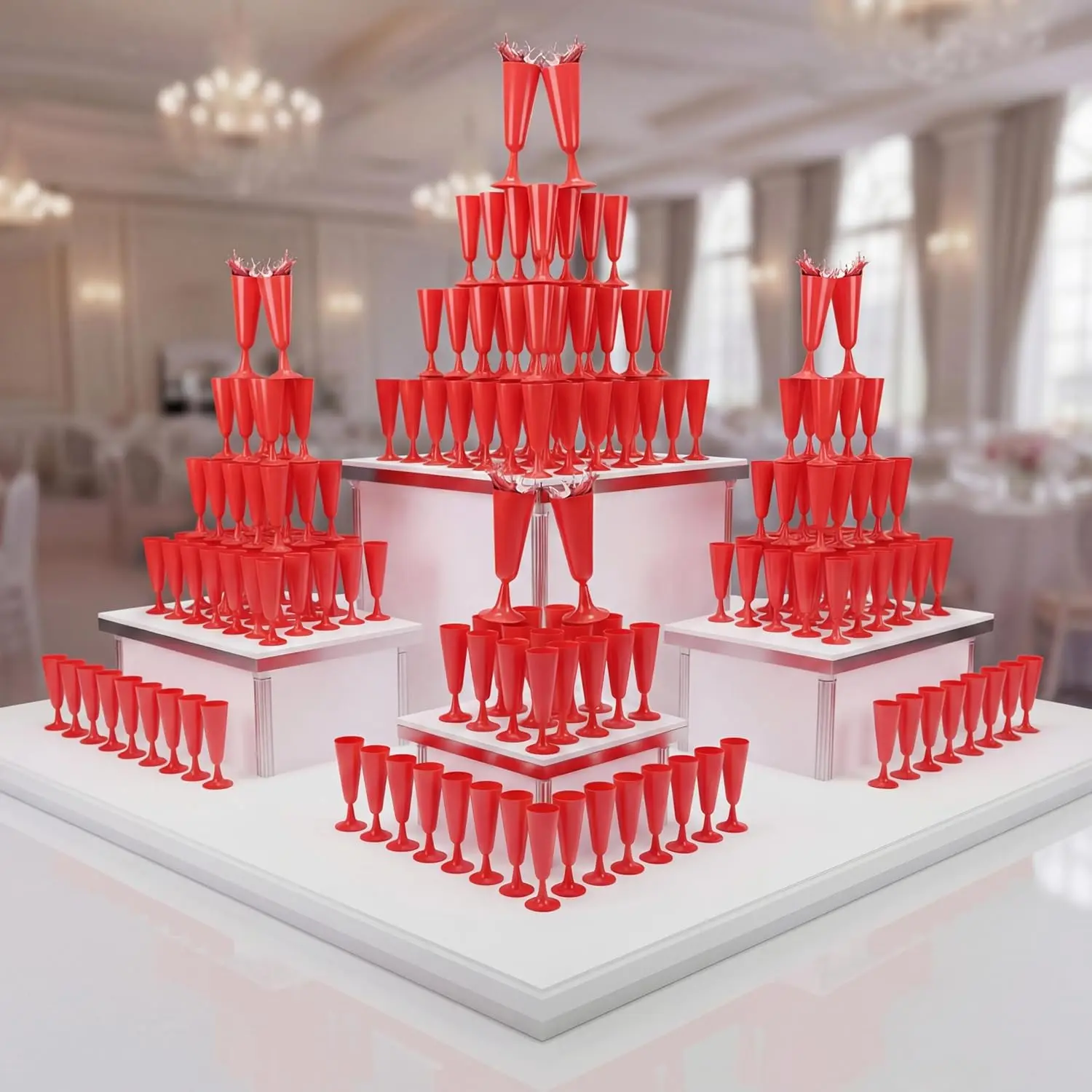 

100 Pcs Plastic Champagne Flutes 5 oz Disposable Champagne Glasses Bulk Toasting Cups for Party Wedding Birthday Anniver