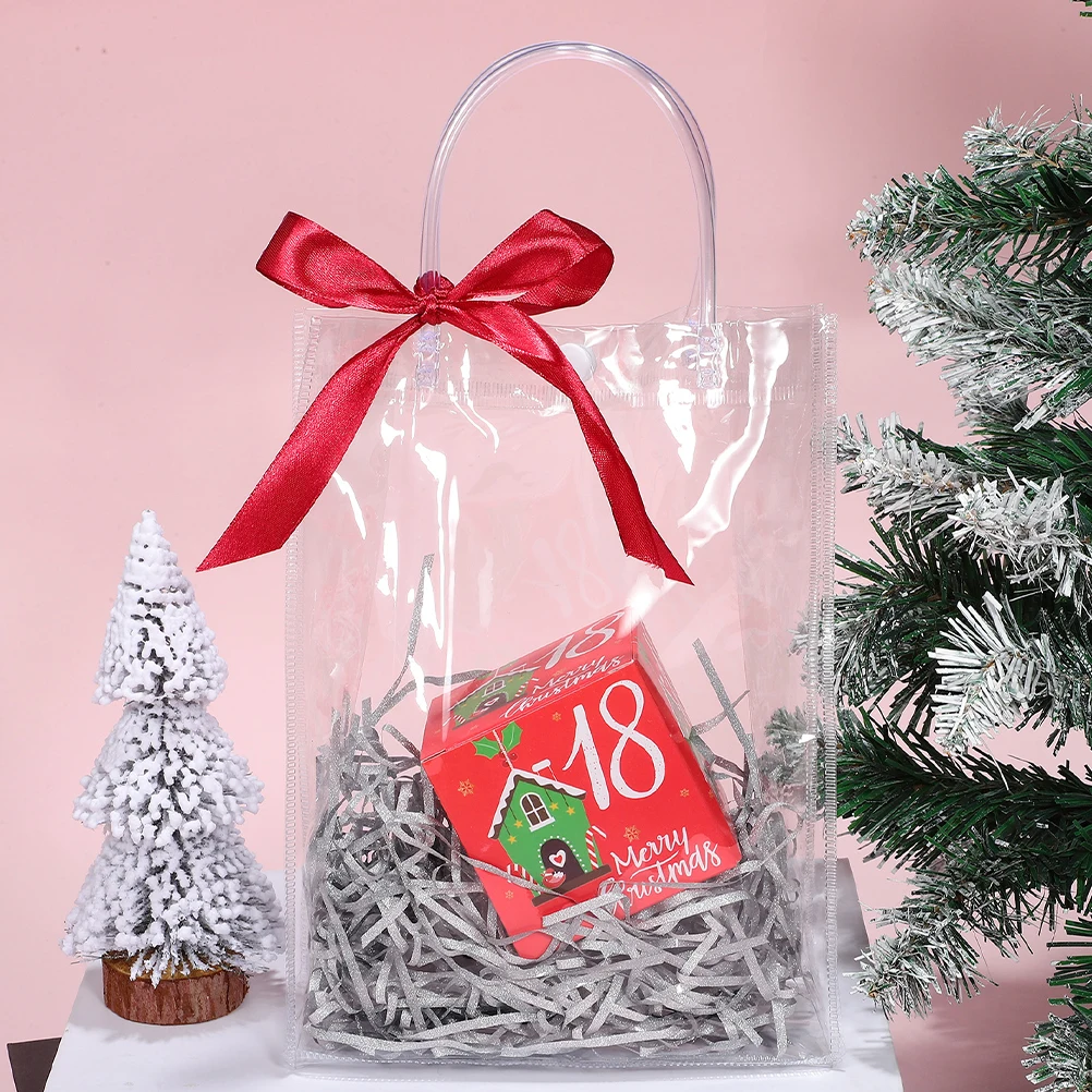 

12 Pcs Transparent Gift Bags Durable PVC Clear Tote Wedding Party Favors Baby Shower Floral Packing Reusable Storage Bags