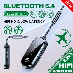 2 w 1 Nadajnik Bluetooth 5.4 Odbiornik Stereo 3,5 mm AUX Samolot Audio Bezprzewodowy adapter Mikrofon do telewizora PC Słuchawki Samochodowy samolot