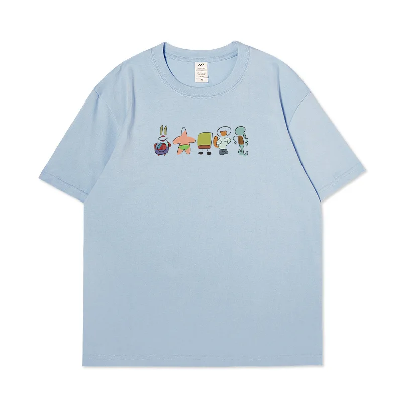 Pure cotton short-sleeved T-shirt summer casual loose half-sleeved teen tops cartoon print