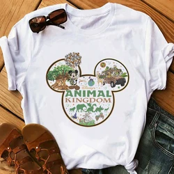 Disney Animal Kingdom Mickey Harajuku T-shirt European American Fashion Disneyland Travel Clothes Aesthetic Summer T Shirt Women