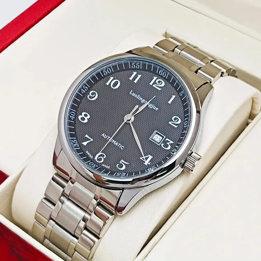 

Top Luxury Master Craftsman Series Business Men's Mechanical Watch, Round Digital Dial, Automatic Winding, Skeleton Design, Stainless Steel Strap, with Calendar Display, High-End Light Luxury Fashion Business Casual Personalized Men's Watch in European an
