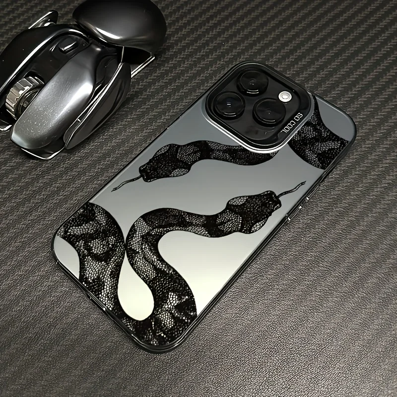 

Black Snake, Laser Drop Resistant Color Silver, For iPhone17 16 15 14 13 12 11 Pro Max Plus Case Energy Case