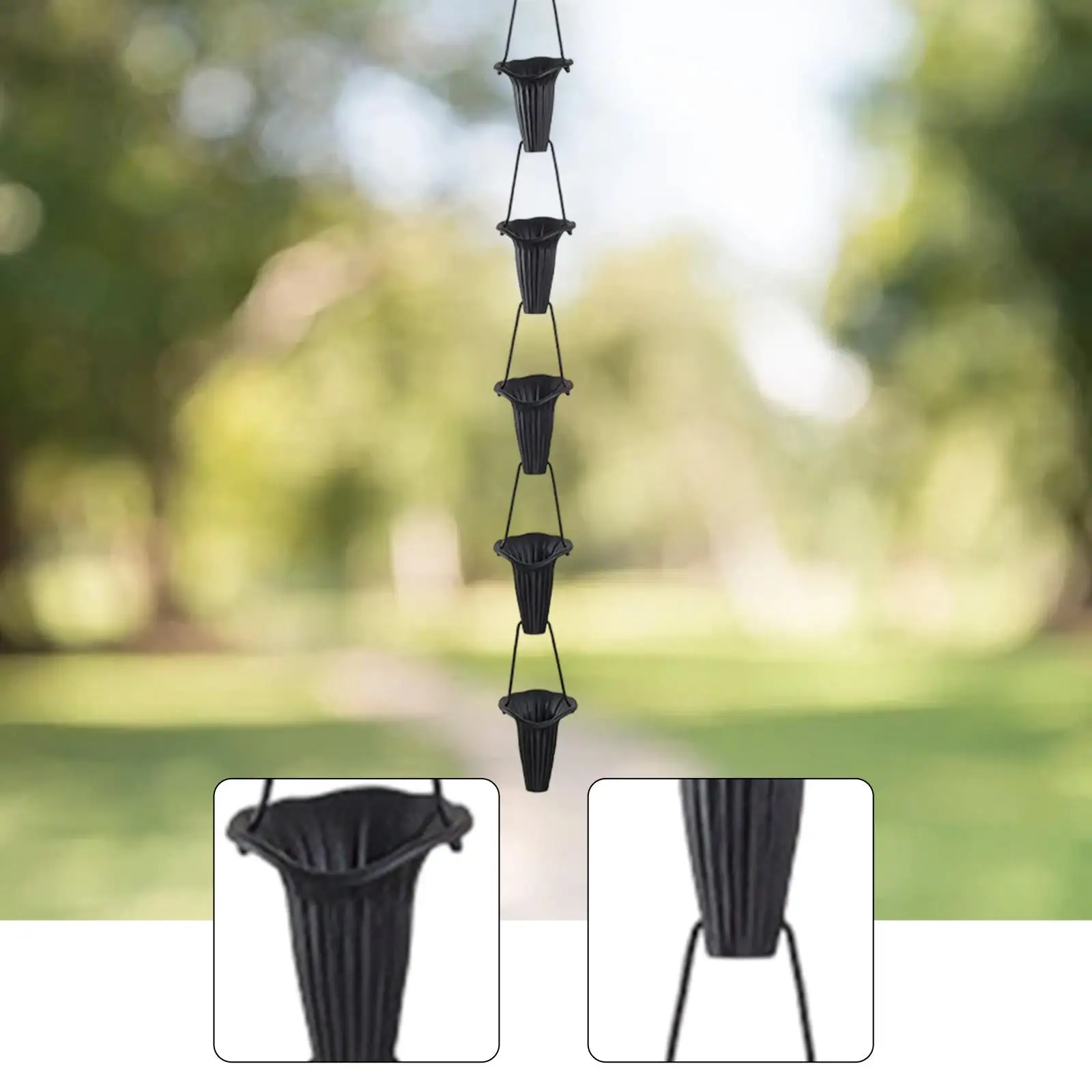 

Outdoor Rain Chain Vintage Flower Gutter Chain Replacement Water Diverter for House Pond Ornaments