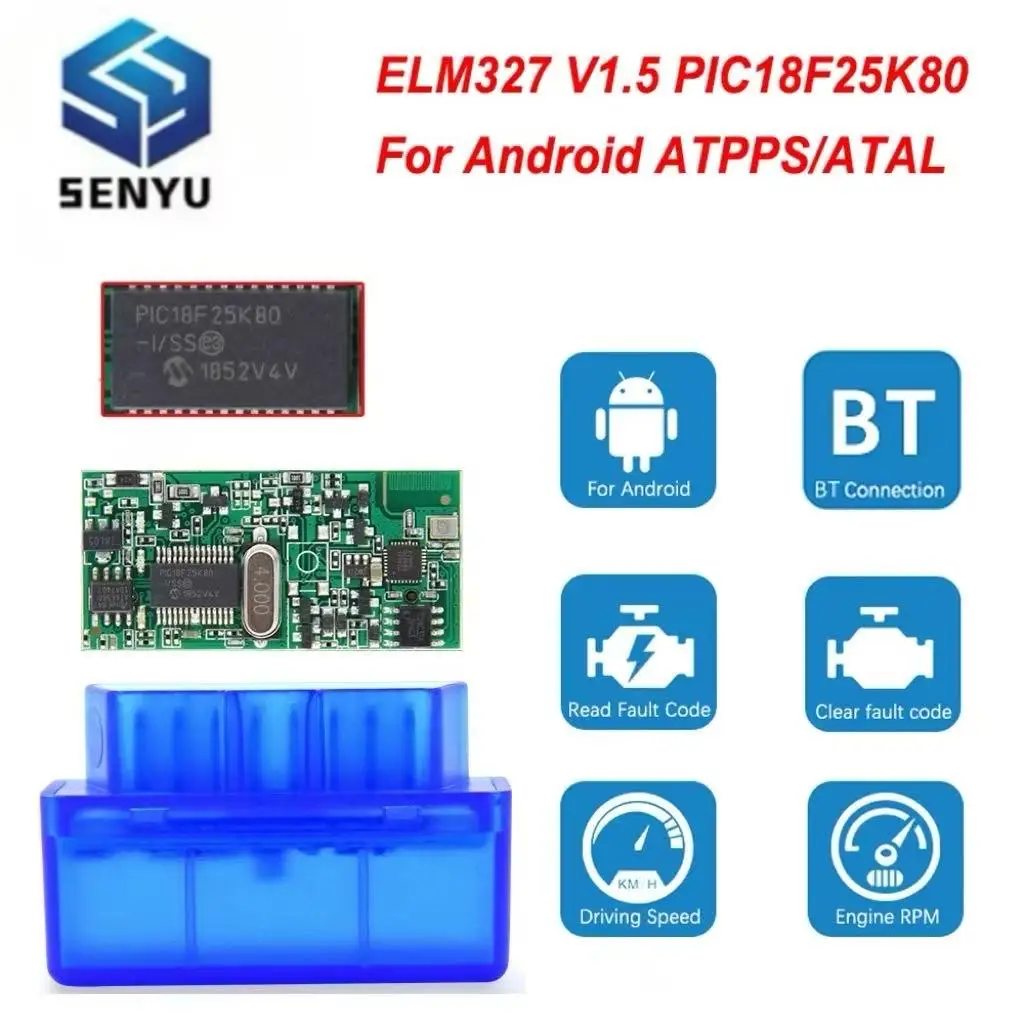 

Мини Bluetooth ELM327 V1.5 PIC18F25K80 Автоматический OBD-сканер для Android ELM 327 V1.5 OBD2 Инструмент для считывания кодов OBD2 Автомобильный диагностический инструмент
