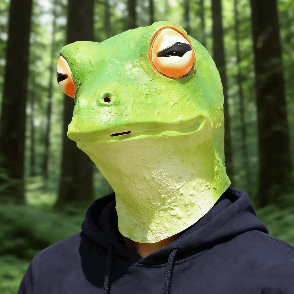 Realistic 3D Frog Mask Latex Full Head Animal Mask Halloween Cosplay Costume Party Props for Adults