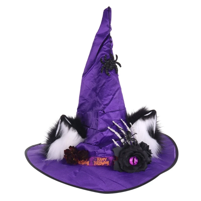witch-hat-with-furry-animal-ears-dark-gothic-halloween-costume-accessory-role-play-party-hat-for-adults-and-kids-y08e
