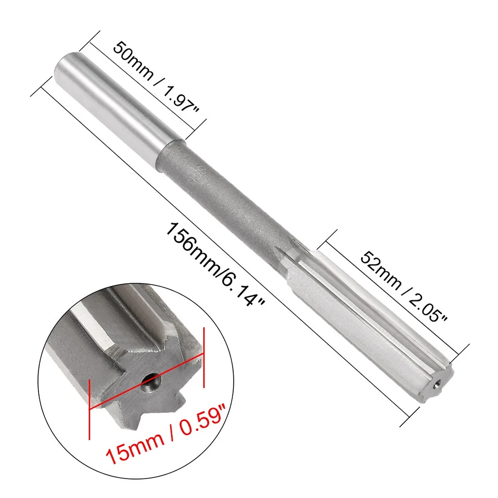 

High Speed Steel 15mm Chucking Reamer H7 with 6 Straight Flutes Designed for Accurate Reaming of Metals and Plastics