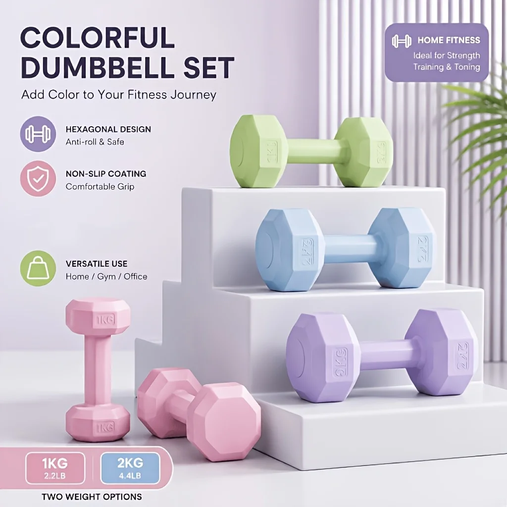 Women's Multifunctional Dumbbell Set - Perfect for Home and Gym Workouts, Arm Training and Yoga - Durable PP Material, Mixed Colors