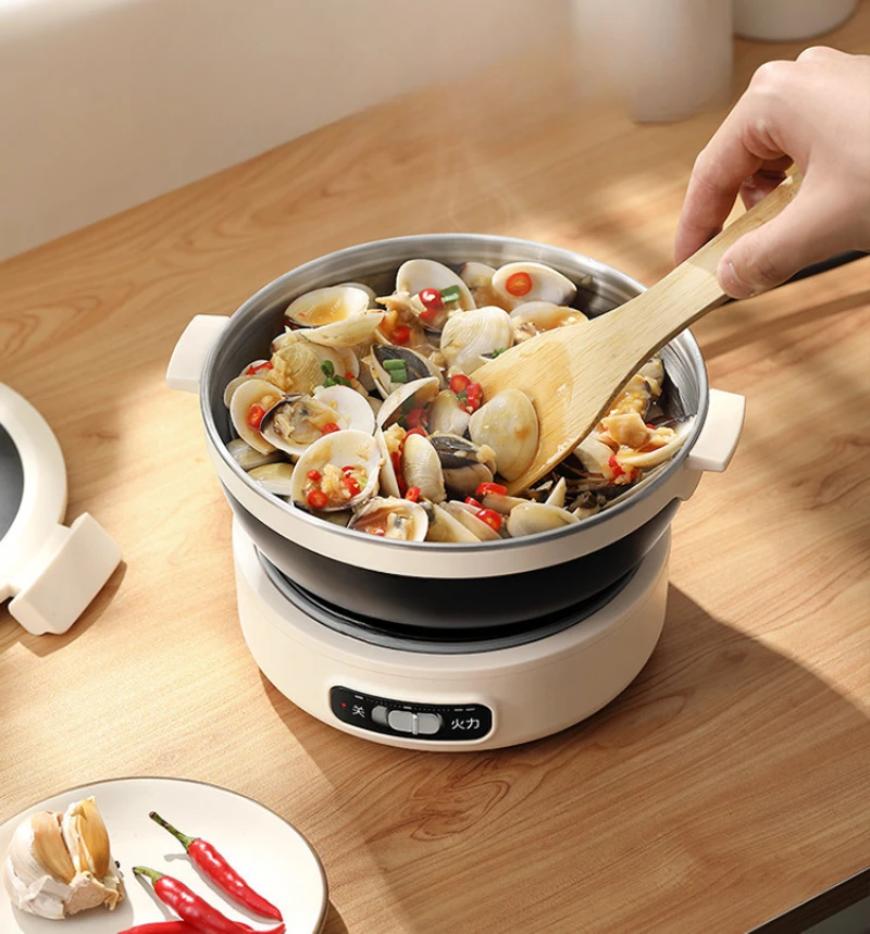 220V  Electric Cooking Pot Portable Multi Cooker Dormitory Travel Folded Rice Cooker Split Hot Pot Electrical Capabilities