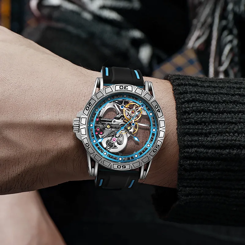 

Durenwei brand men's mechanical watches, new 2025 models, trendy skeletonized luminous high-end select watches.