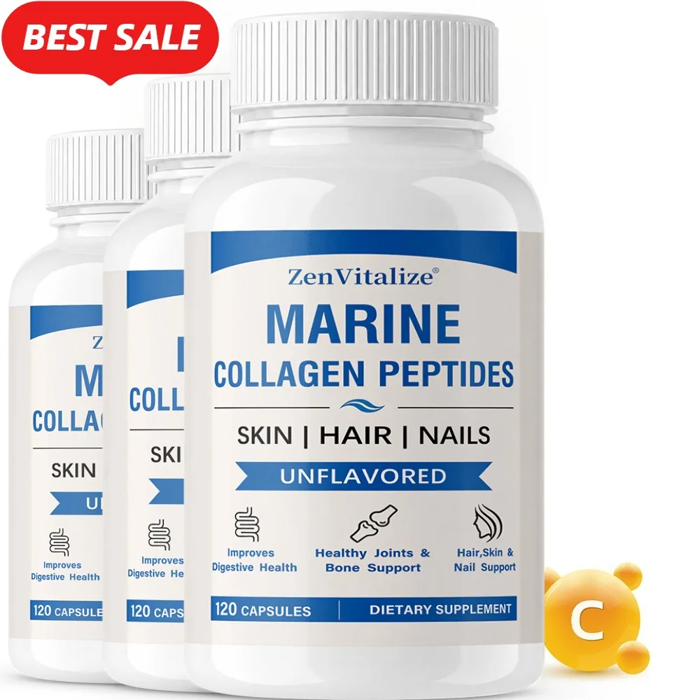 Marine Collagen Capsules - Collagen Supplement, Anti-Aging, for Skin, Hair, Nails and Joints Health