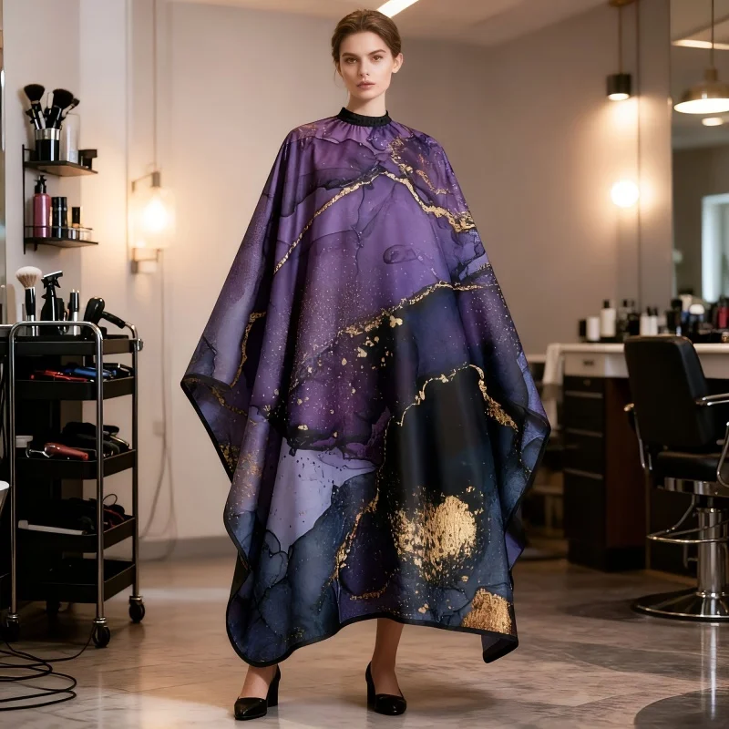 Rock Texture StyleHair Salon Robe Breathable Non Stick Hair Cutting Apron Barber Shop Cloak Tools Hairdressing Workwear Hat