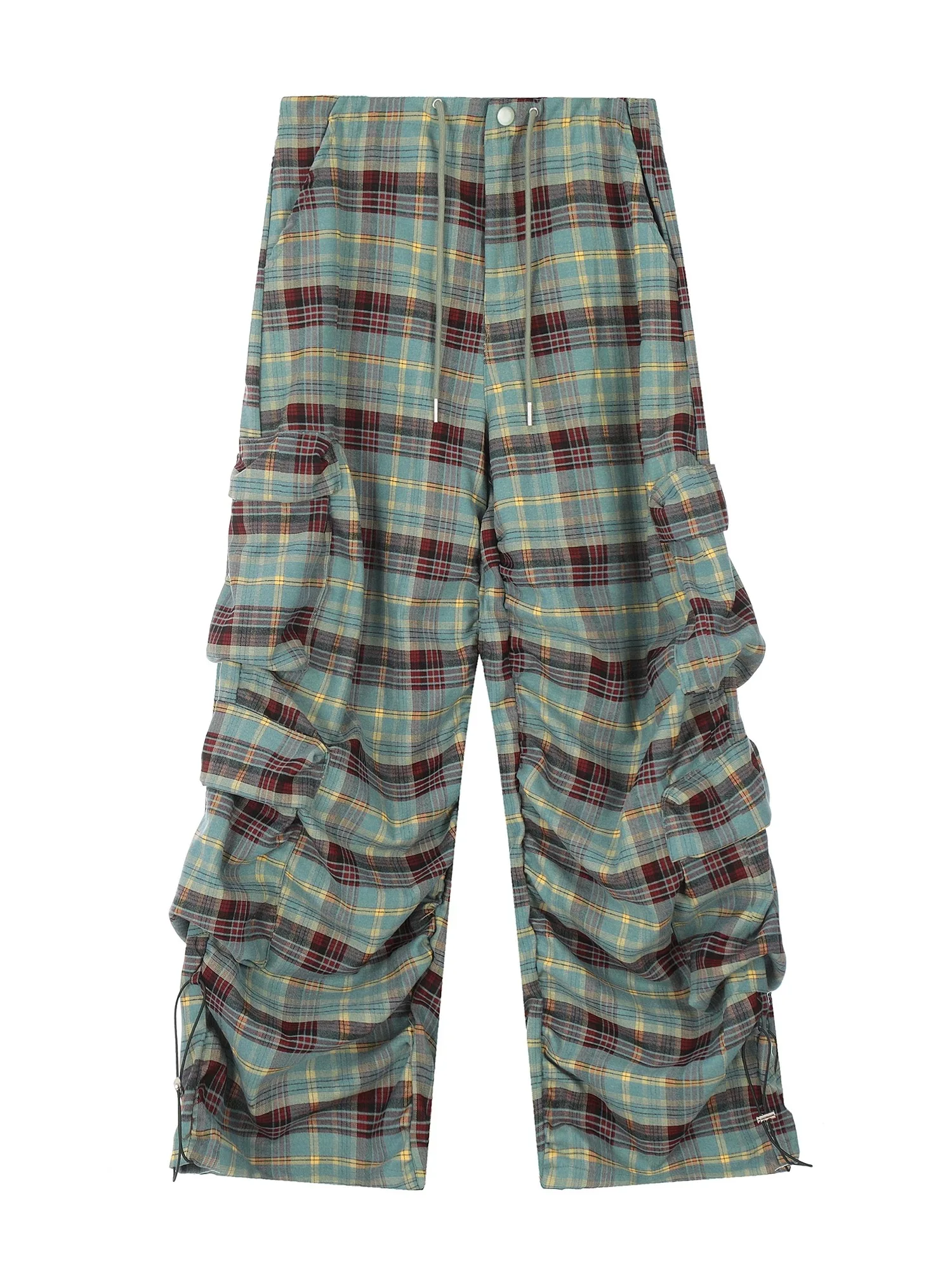 2024 Dames y 2k Streetwear Mode Trending Baggy Cargo Plaid gestapelde broek Koreaanse stijl nieuwe herfst kleding Harajuku mode