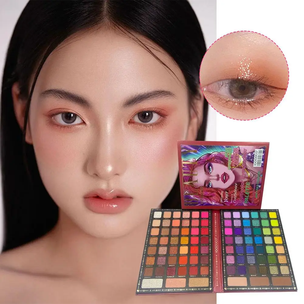 Paleta de sombras de ojos, maquillaje de escenario en tono tierra nacarado mate de 90 colores, juego exquisito, resistente al agua de 90 colores J9o3