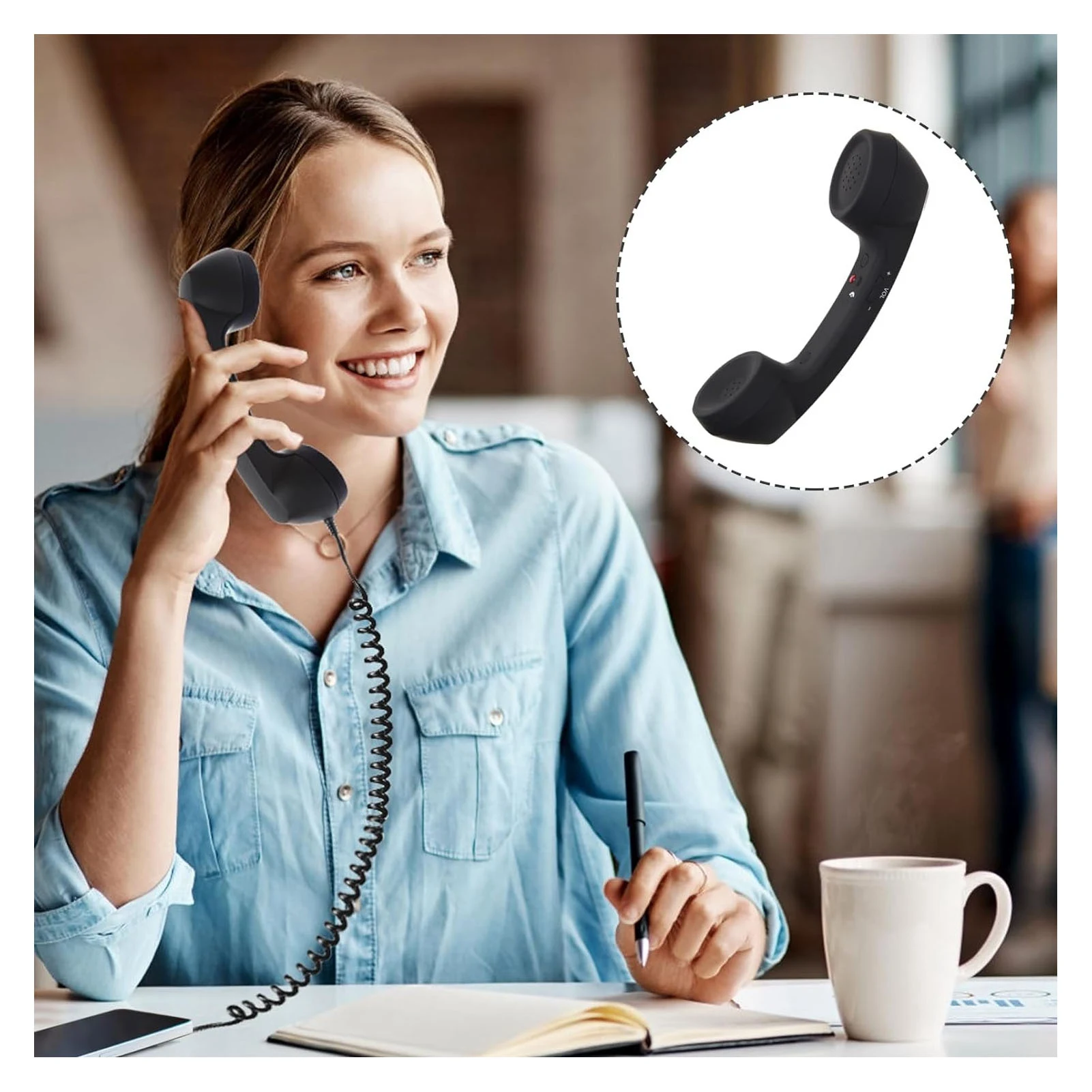 Retro Phone Receiver Cell Phone Handset USB C Radiation Proof Vintage Phone Handset with 3.5 Mm Socket for Smartphone