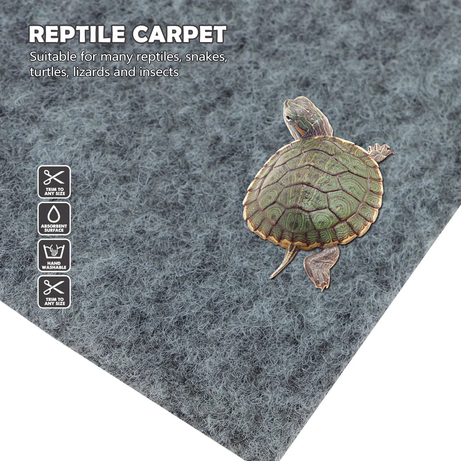 

Reptile Carpet Mat for Terrarium Lizard Cage Liner Bedding Substrate Pet Reusable Soft Absorbent Non-Abrasive Floor Cover